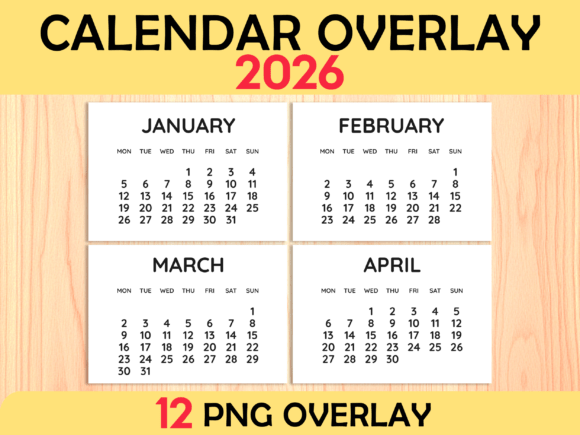 2026 Calendar Overlay PNG