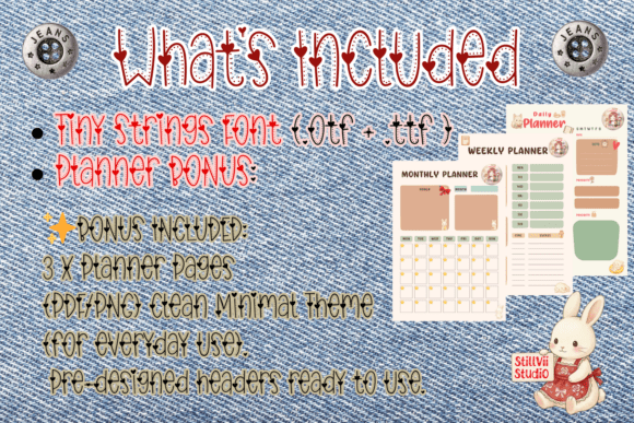 Heart Stitch Font PNG with transparent background - Preview 1