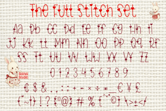 Heart Stitch Font PNG with transparent background - Preview 6