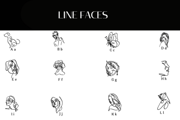Line Faces Font PNG with transparent background - Preview 1