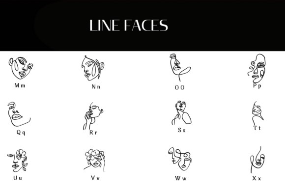 Line Faces Font PNG with transparent background - Preview 2