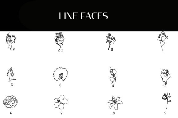 Line Faces Font PNG with transparent background - Preview 3