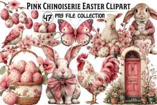 Pink Chinoiserie Easter Clipart Graphic by Dream Creation · Creative ...