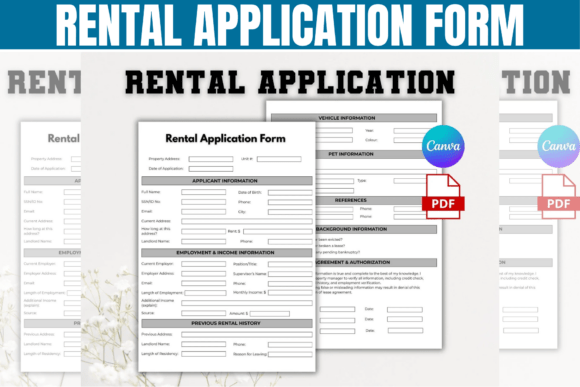 Rental Application Form document template for landlords