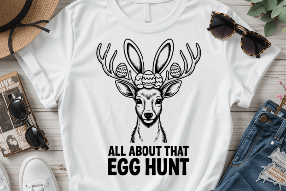 All About That Egg Hunt PNG, Easter Deer