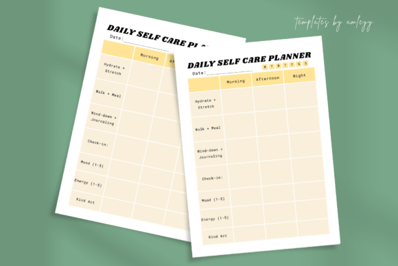 Daily Self Care Planner Printable Canva