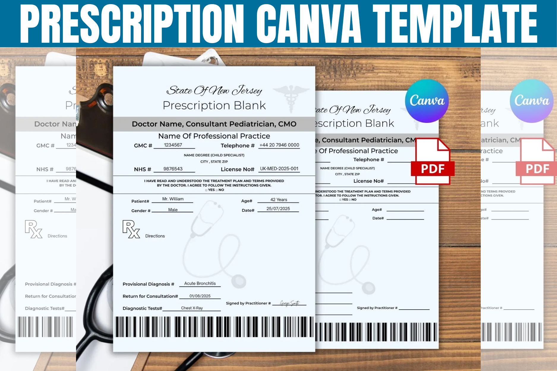 Editable Prescription Canva Template