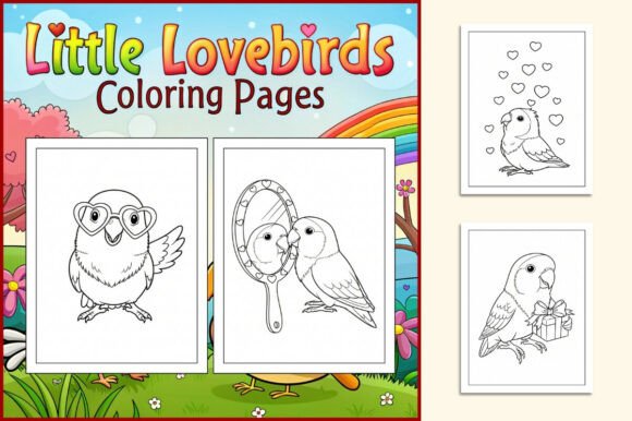 Little Lovebirds Coloring Pages for Kids