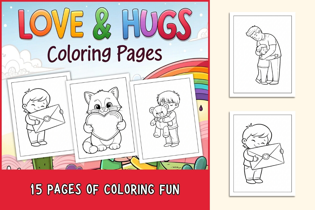 Love & Hugs Coloring Pages for Kids