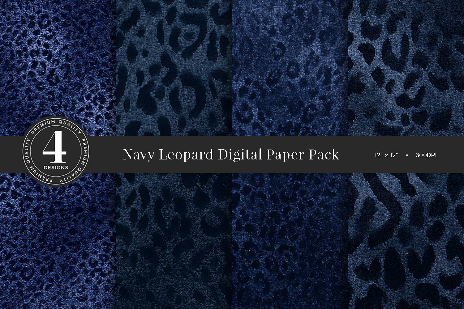 Navy Leopard Texture Digital Paper