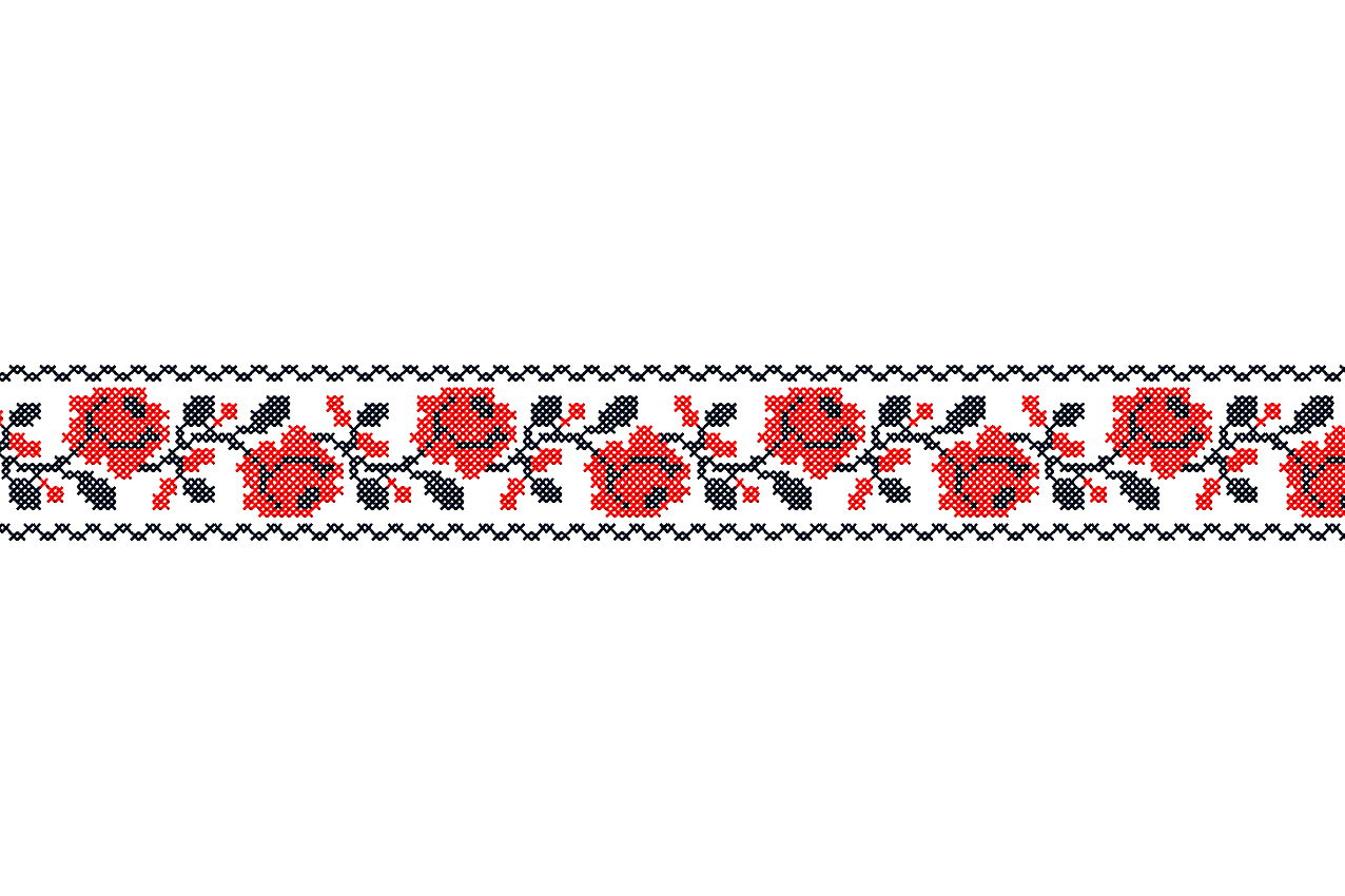 Roses Cross Stitch Border Embroidery