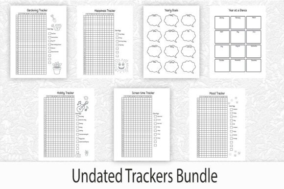 Undated Trackers, Yearly Planner,