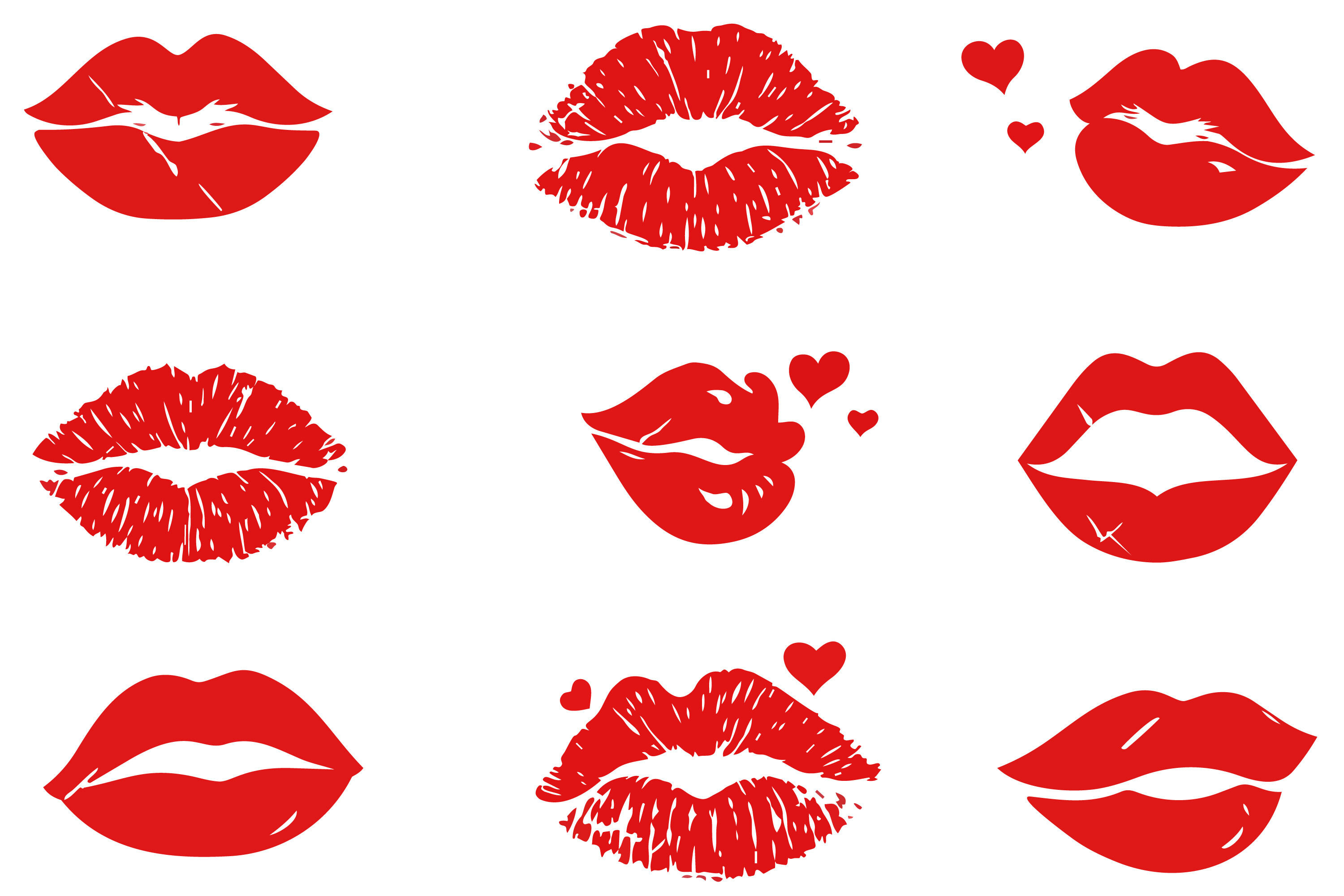 Valentine Red Lips SVG Vector Bundle