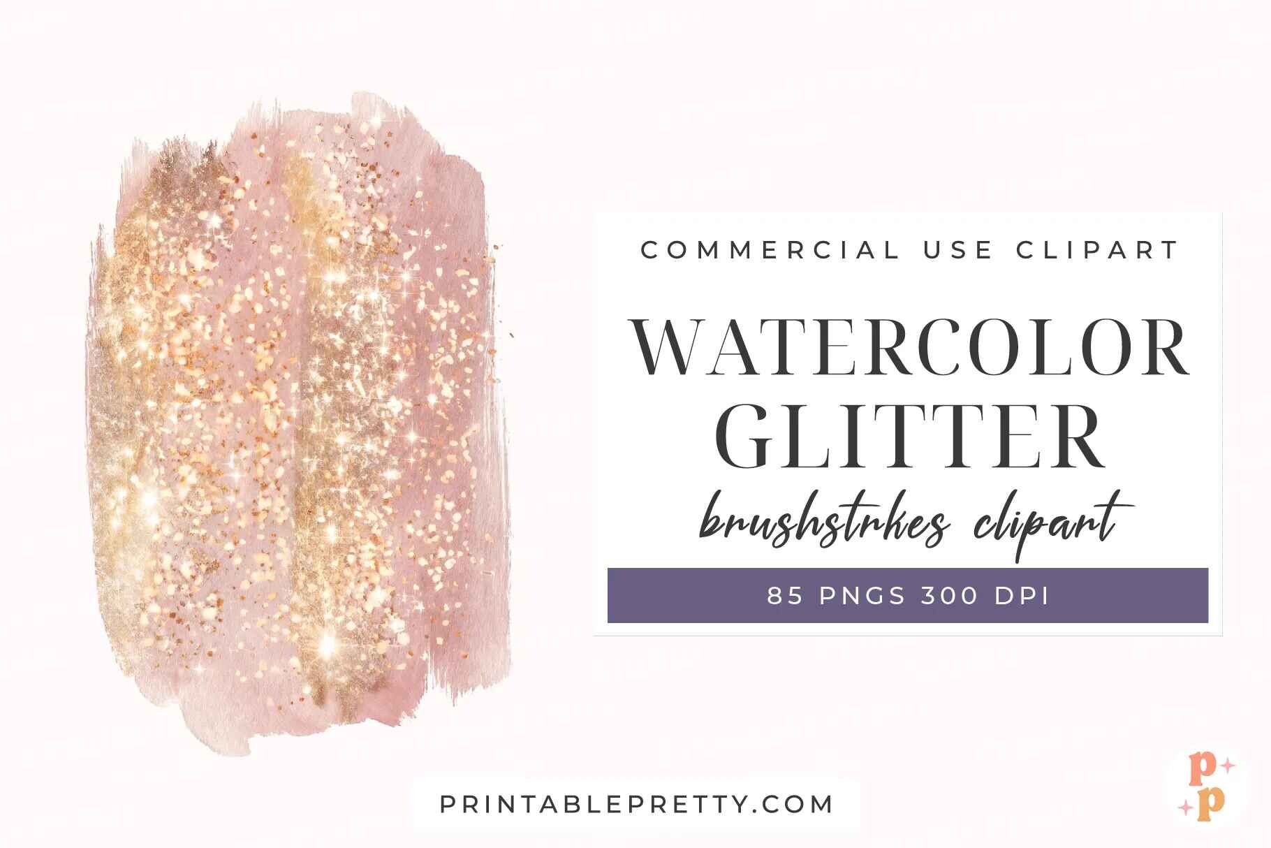Watercolor Glitter Brush Strokes PNG