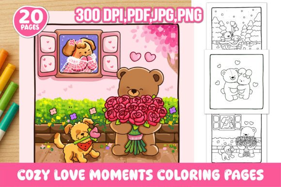 Cozy Love Moments Coloring Pages