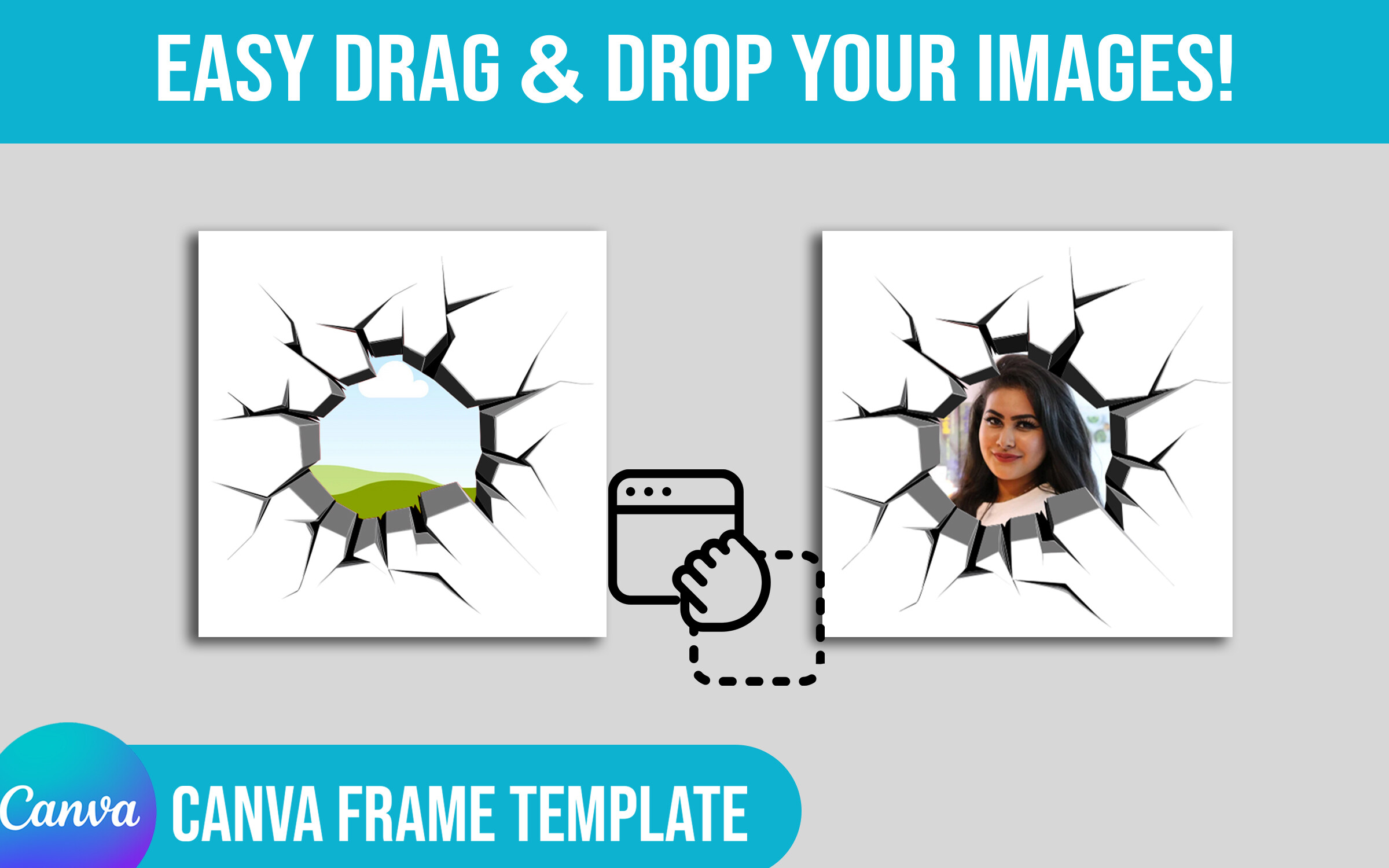 Cracked Edges Canva Frames Template