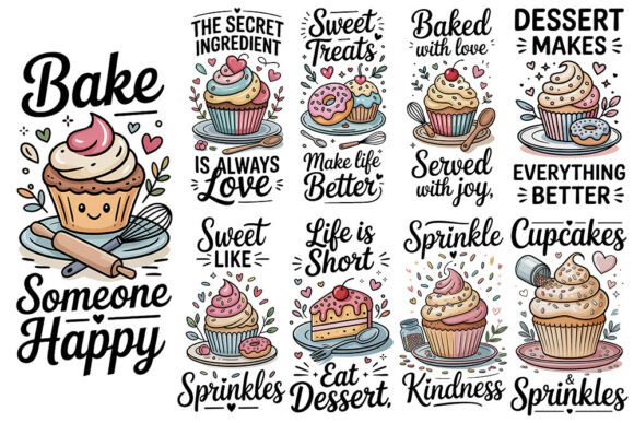 Cupcake Kitchen Towel PNG Bundle.