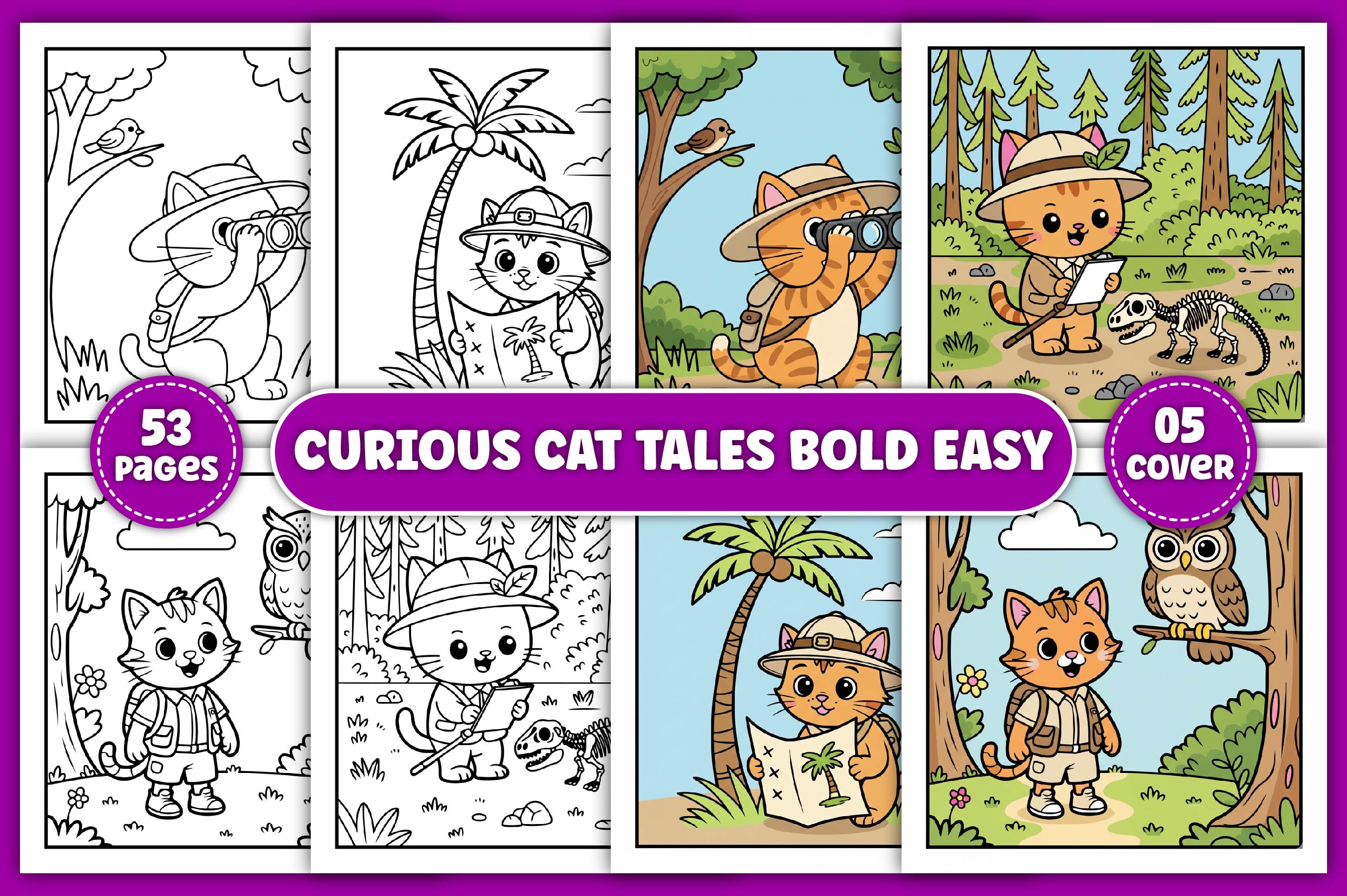 Cute Curious Cat Tales Coloring Pages