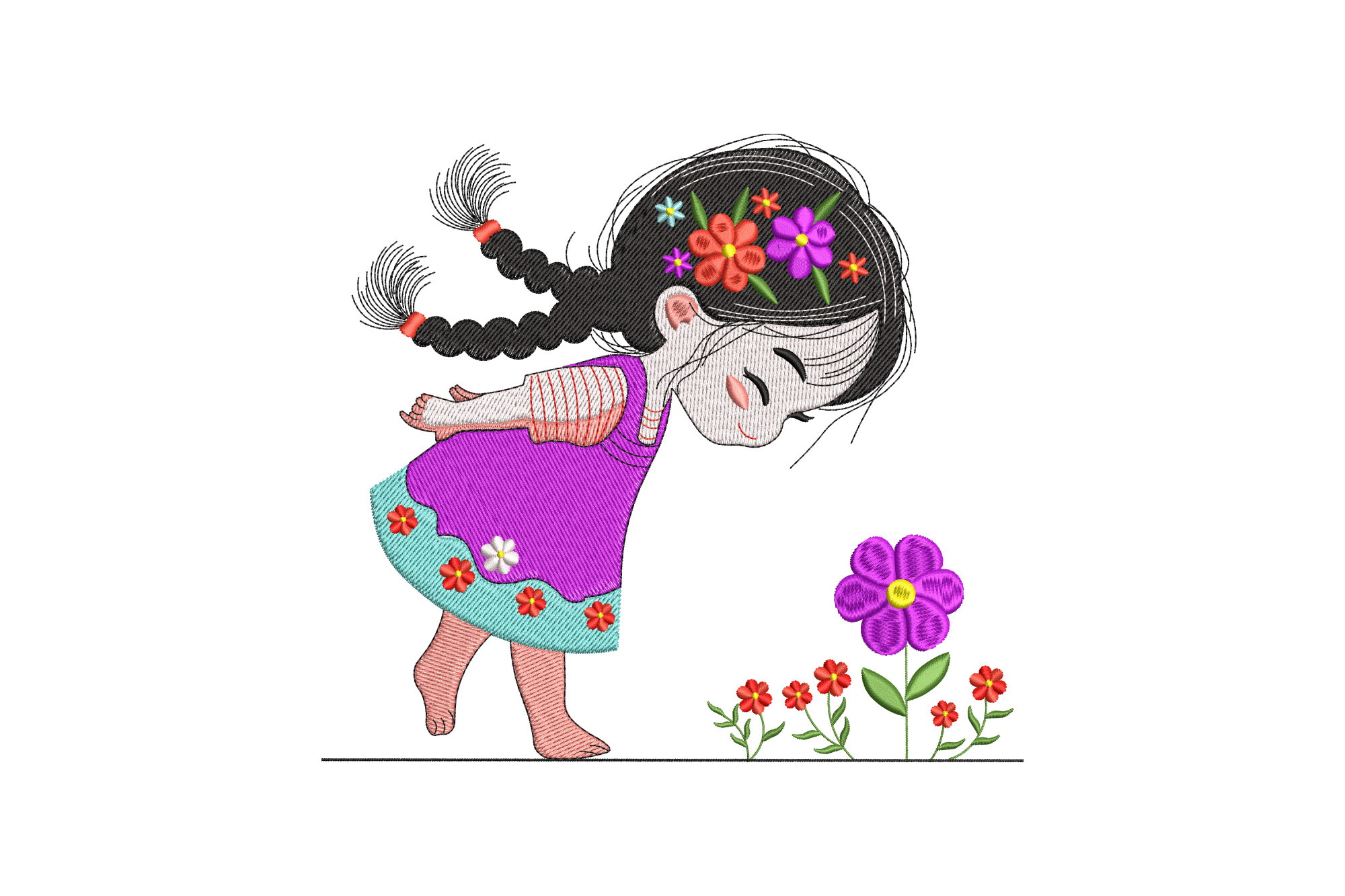 Cute Girl with Flowers