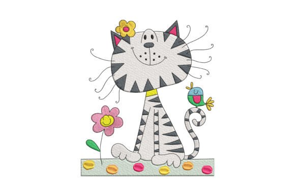 Funny Cat with Flowers