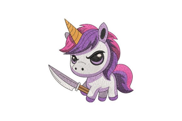 Funny Unicorn with a Blade