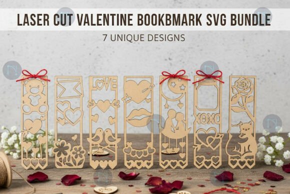 Laser Cut Valentine Bookmark SVG Bundle