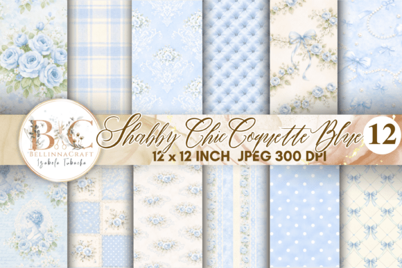 Shabby Chic Coquette Blue Digital Paper