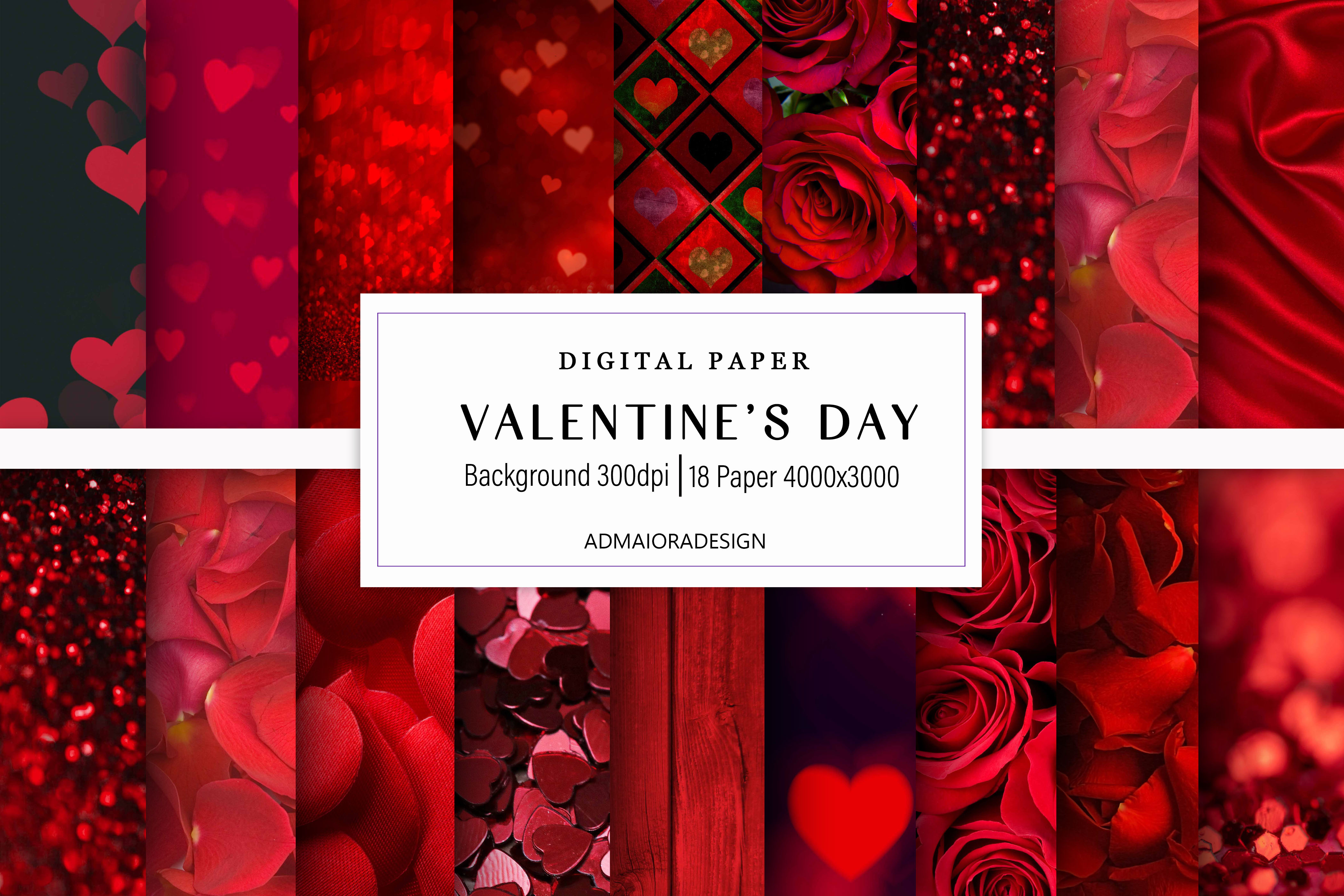 Valentine's Day Digital Paper Graphic by AdMaioraDesign · Creative Fabrica