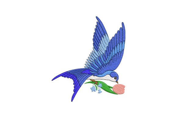 Bluebird Carrying a Flower