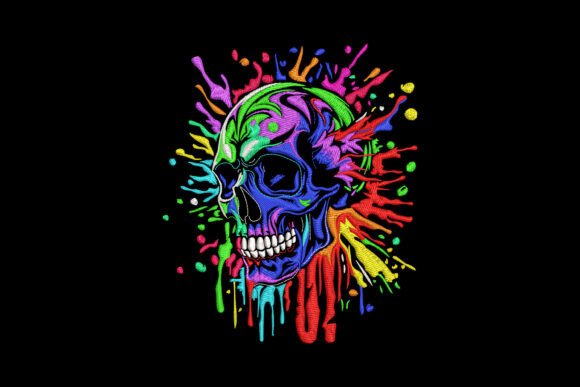 Colorful Skull Face Splash