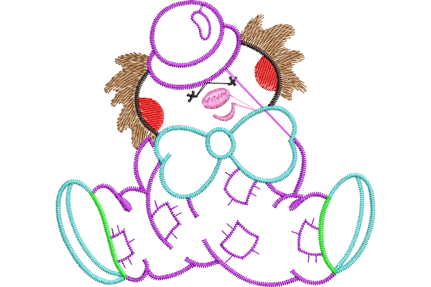 Cute Clown Character Embroidery Design