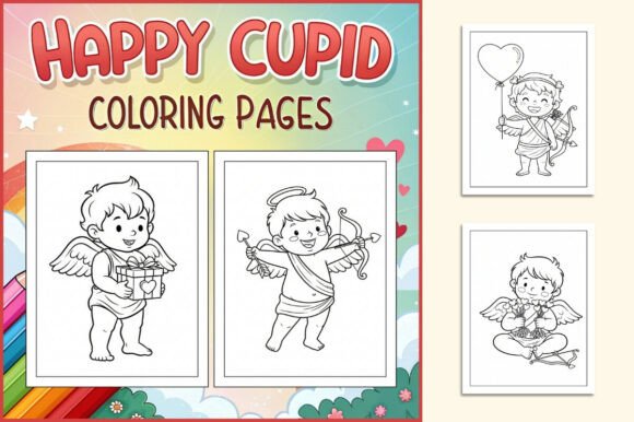 Happy Cupid Coloring Pages for Kids