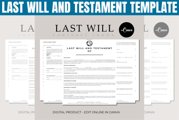 Last Will and Testament Canva document template