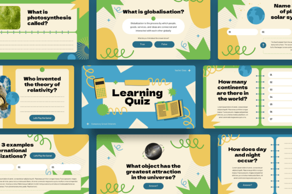 Preview of Learning Quiz PowerPoint education presentation template