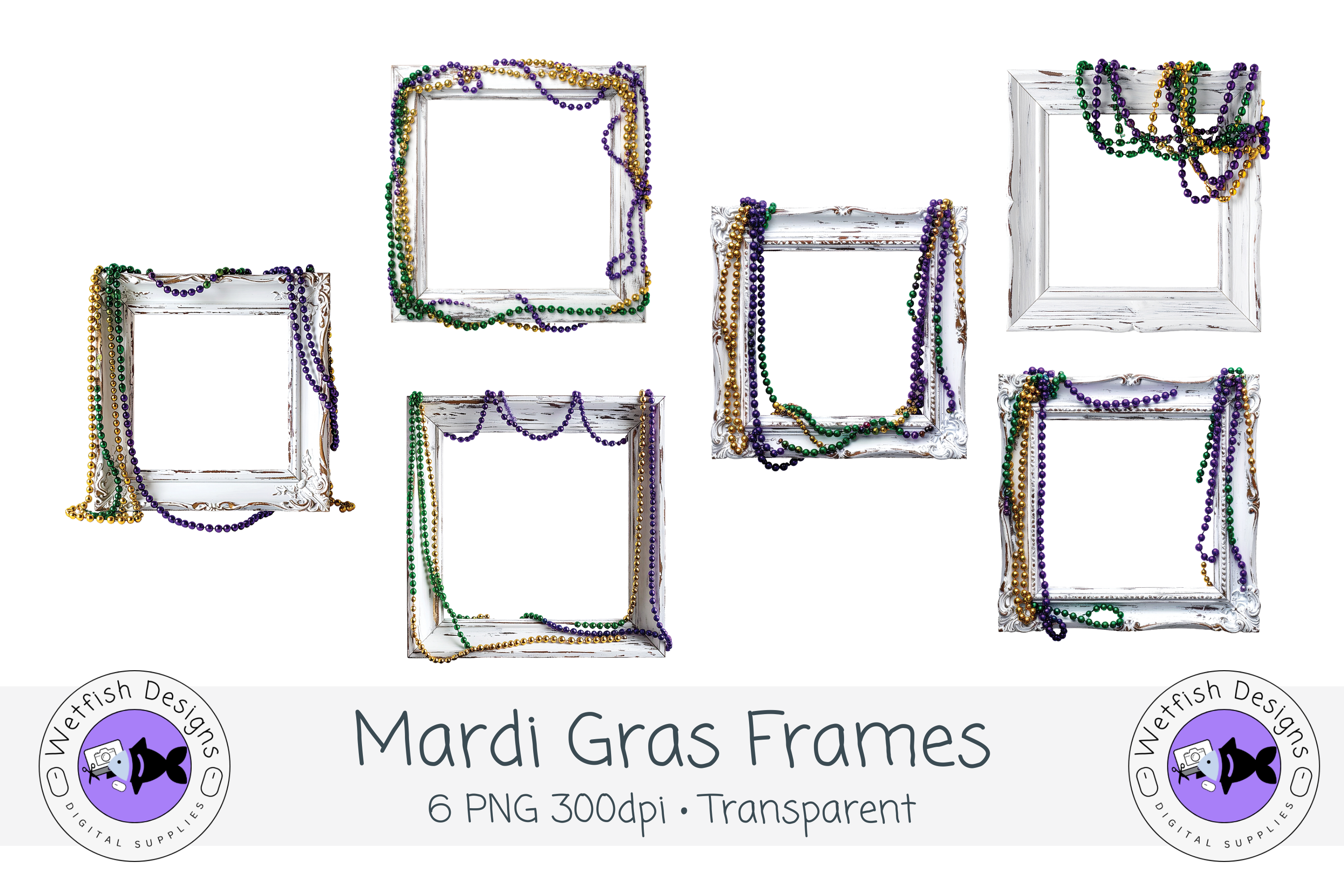 PNG Mardi Gras Beaded Frames