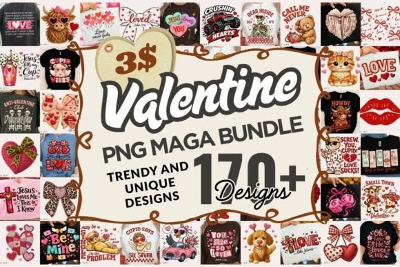 Preview of Valentine Sublimation PNG Maga Bundle Valentine sublimation design