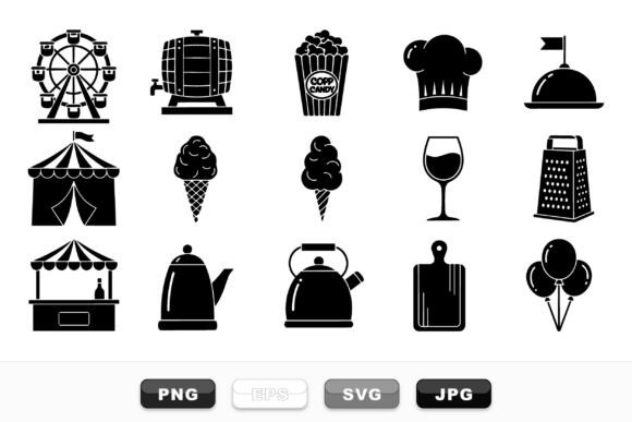 Vintage Carnival Kitchen Icons Gráfico Manualidades Por SVGdesigns