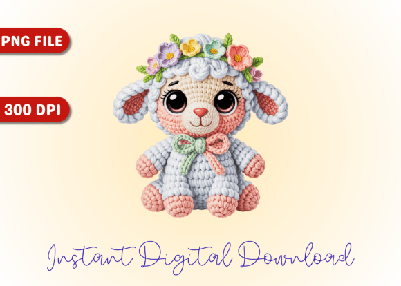 Amigurumi Crochet Easter Lamb - PNG