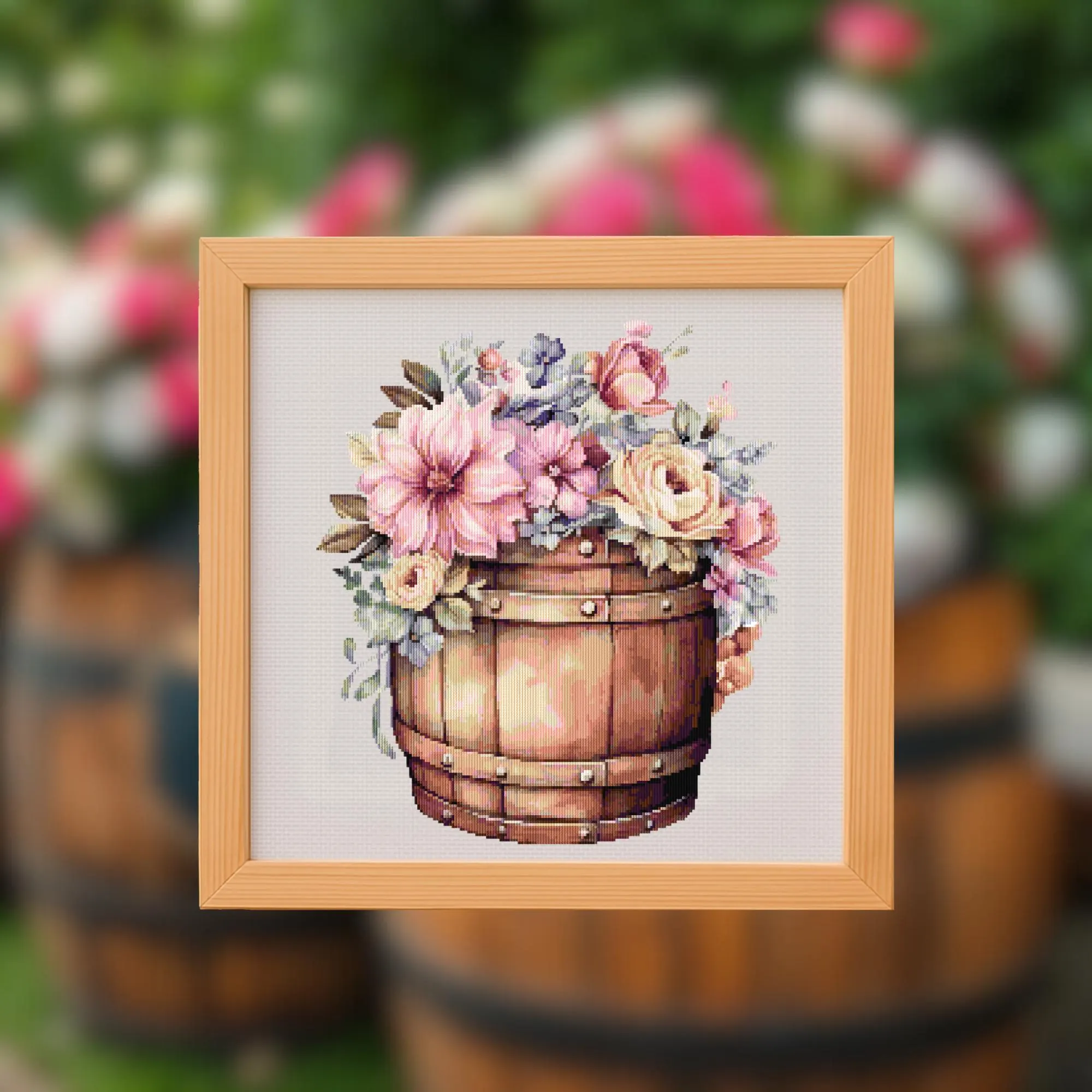 Blossom Barrel Cross Stitch Pattern