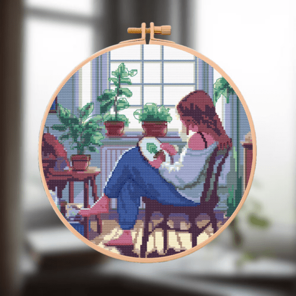 🪡Cosy Girl Cross Stitching Cross Stitch