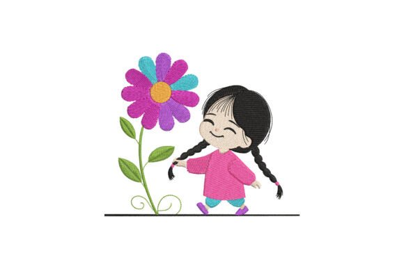 Cute Little Girl with Flower