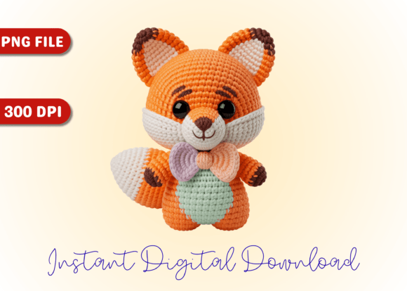 Easter Fox Amigurumi Crochet - PNG