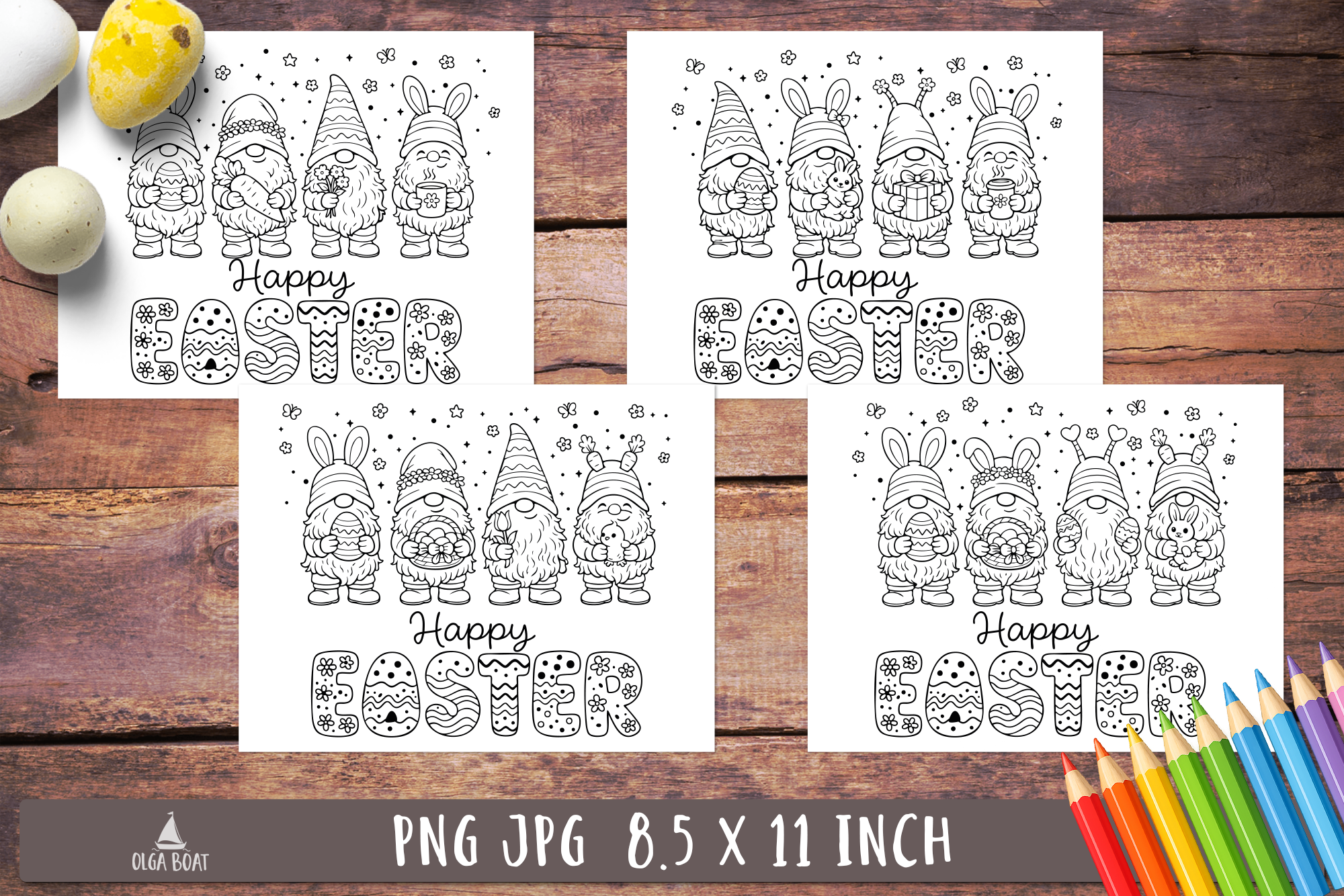 Easter Gnome Coloring Pages Happy Easter