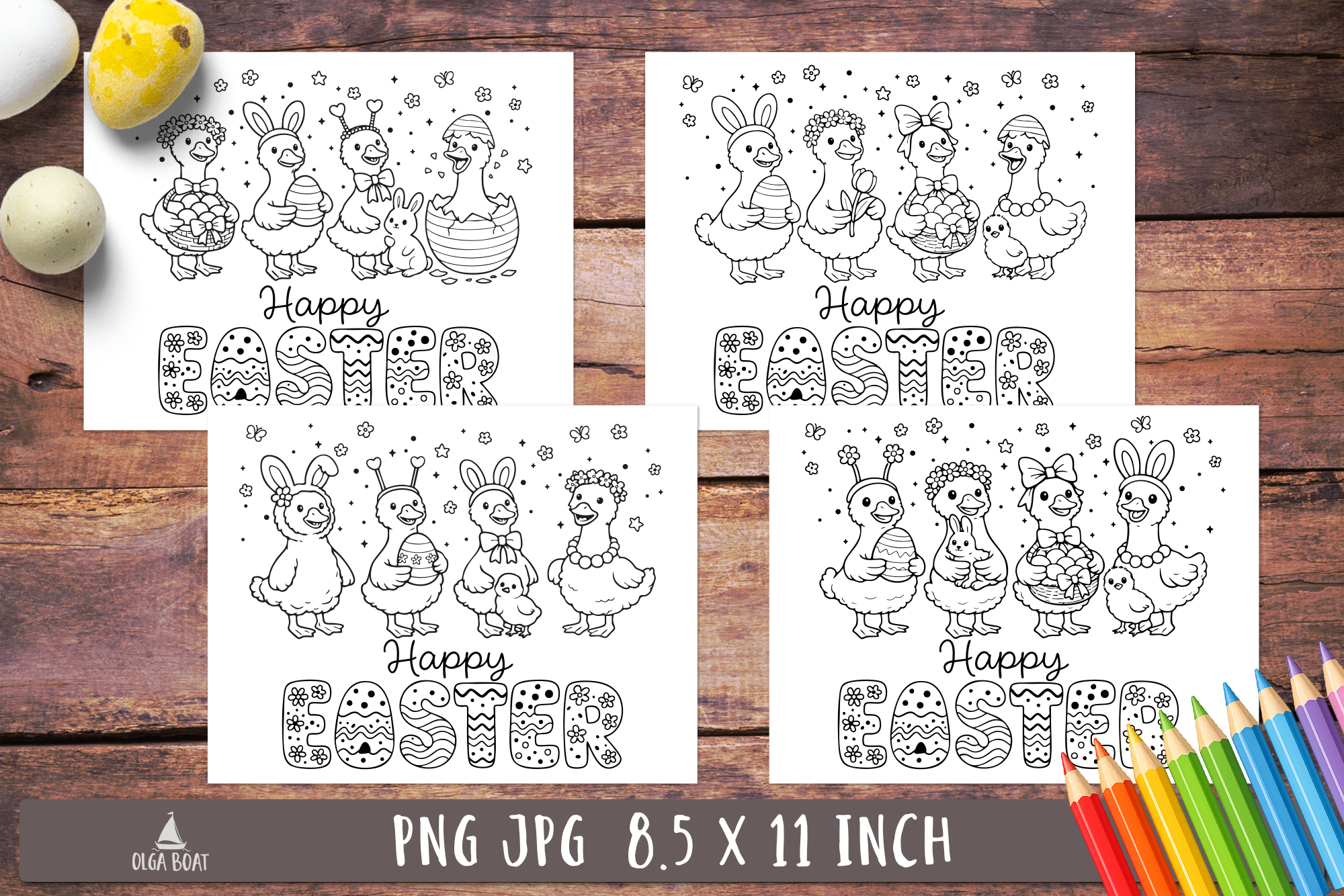 Easter Goose Coloring Pages Happy Easter
