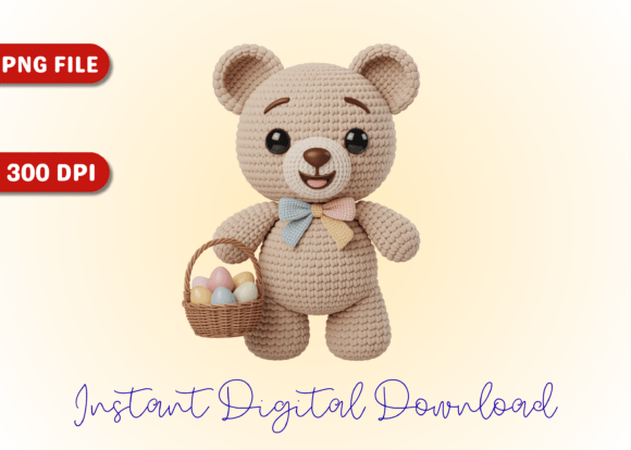 Easter Teddy Amigurumi Crochet - PNG