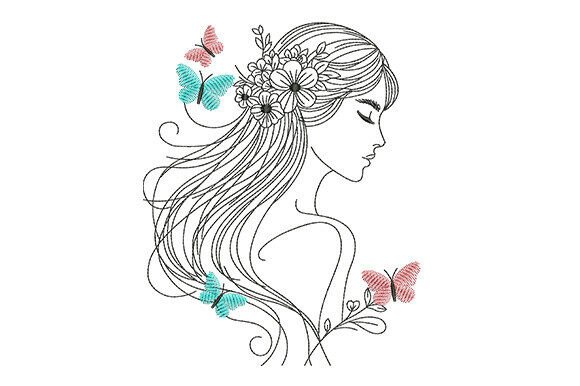 Elegant Floral Woman with Butterfies