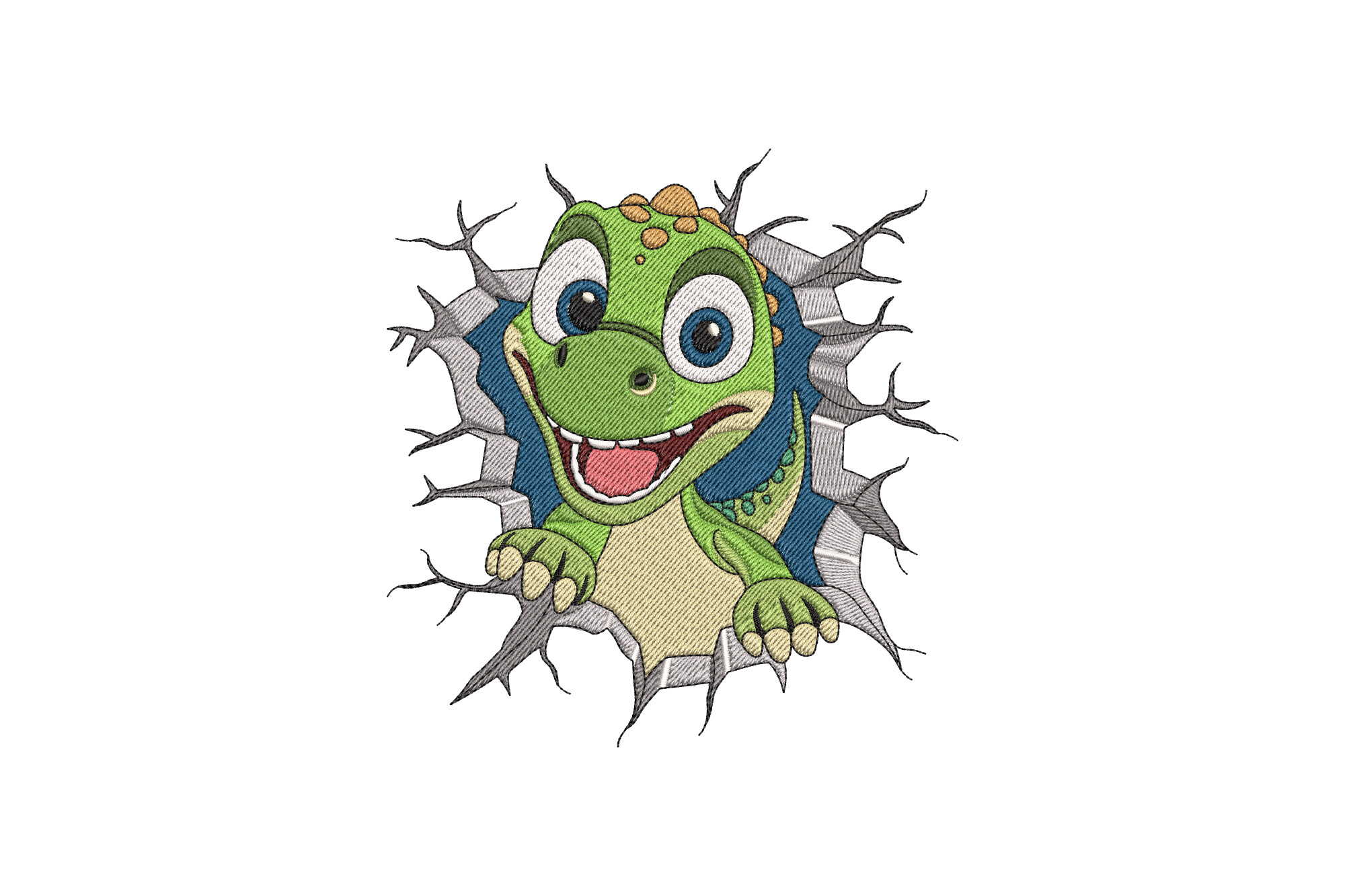 Funny Dinosaur Cracking Wall