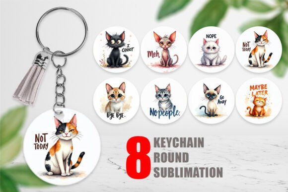 Grumpy Cat Quote Keychain Grafica Illustrazioni Stampabili Di Artnoy