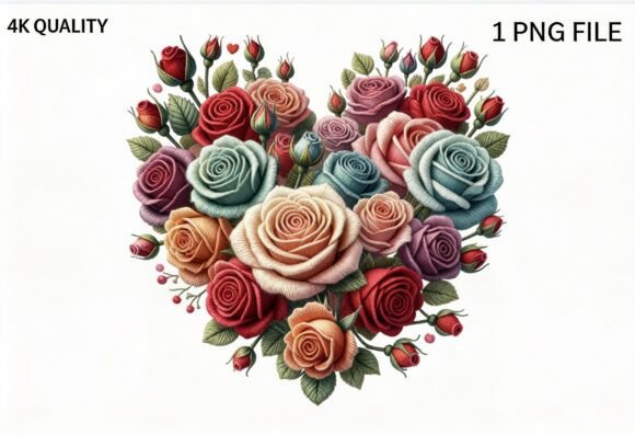 Heart Shape Rose Bouquet Clipart PNG
