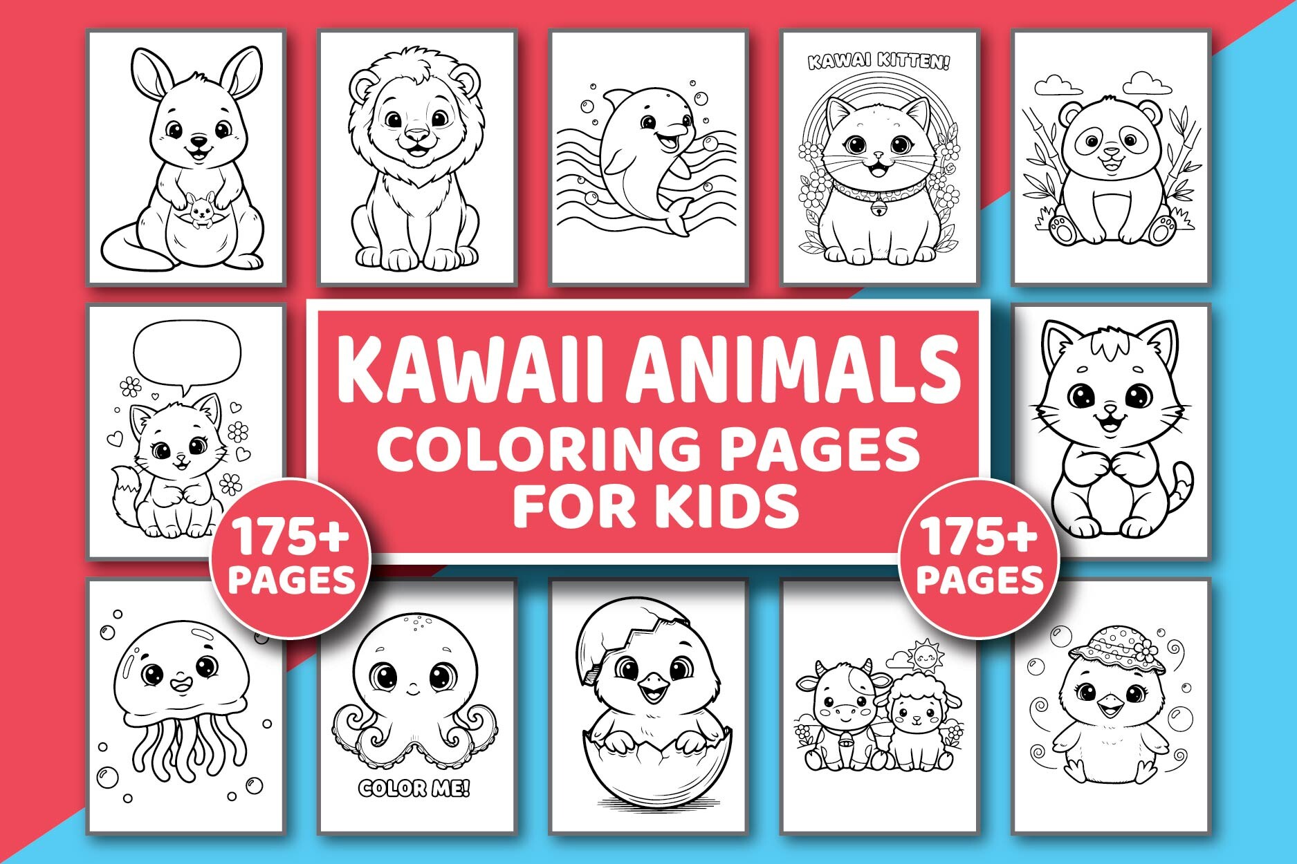 Kawaii Animals Coloring Book for Kids